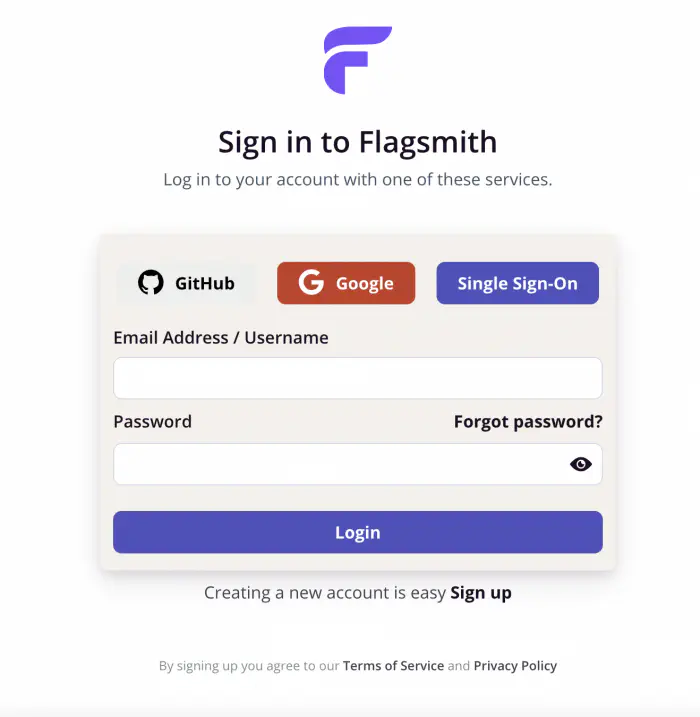 Login page Flagsmith remote config